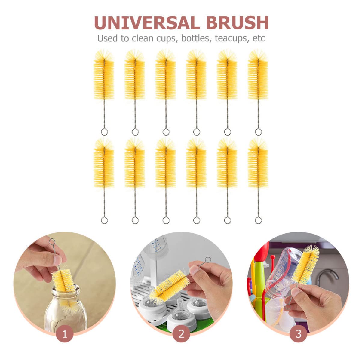 MAGICLULU 60piezas Cepillos De Limpieza para Biberones y Botellas Accesorios De Limpieza Multifuncionales Inoxidable para Utensilios De Bebés y Tazas