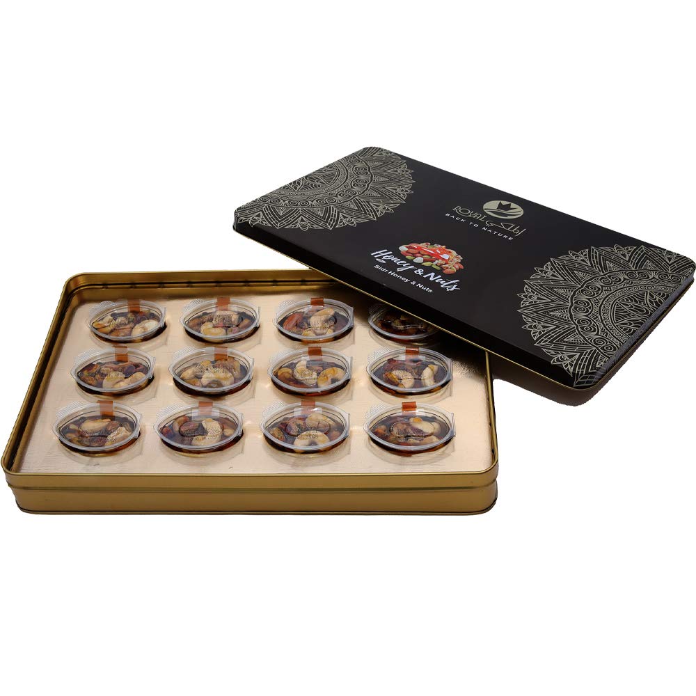 Al-Malaky Royal Al Malaky’s Premium Sidr Honey With Fresh Nuts In Tin Box 100% Natural Sider Honey| Pack of 12