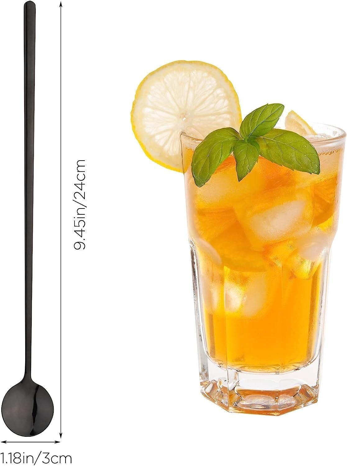 Cuillère à thé, cuillère à dessert, 7 pièces cuillères en acier inoxydable cuillères à café à long manche ensemble de cuillère circulaire délicate élégance, mélange de crème glacée café cocktail cuill