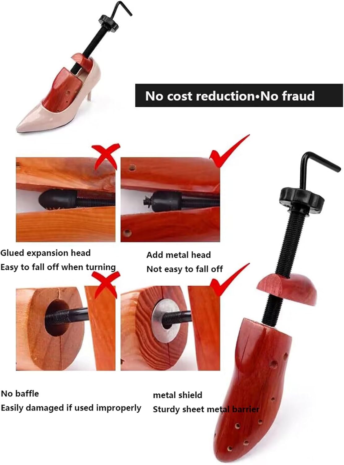 Shoe Trees, Pine Wood Shoe Stretcher,Boots Shaper Expander Shoe Support,Adjustable Shoe Widener Expander
