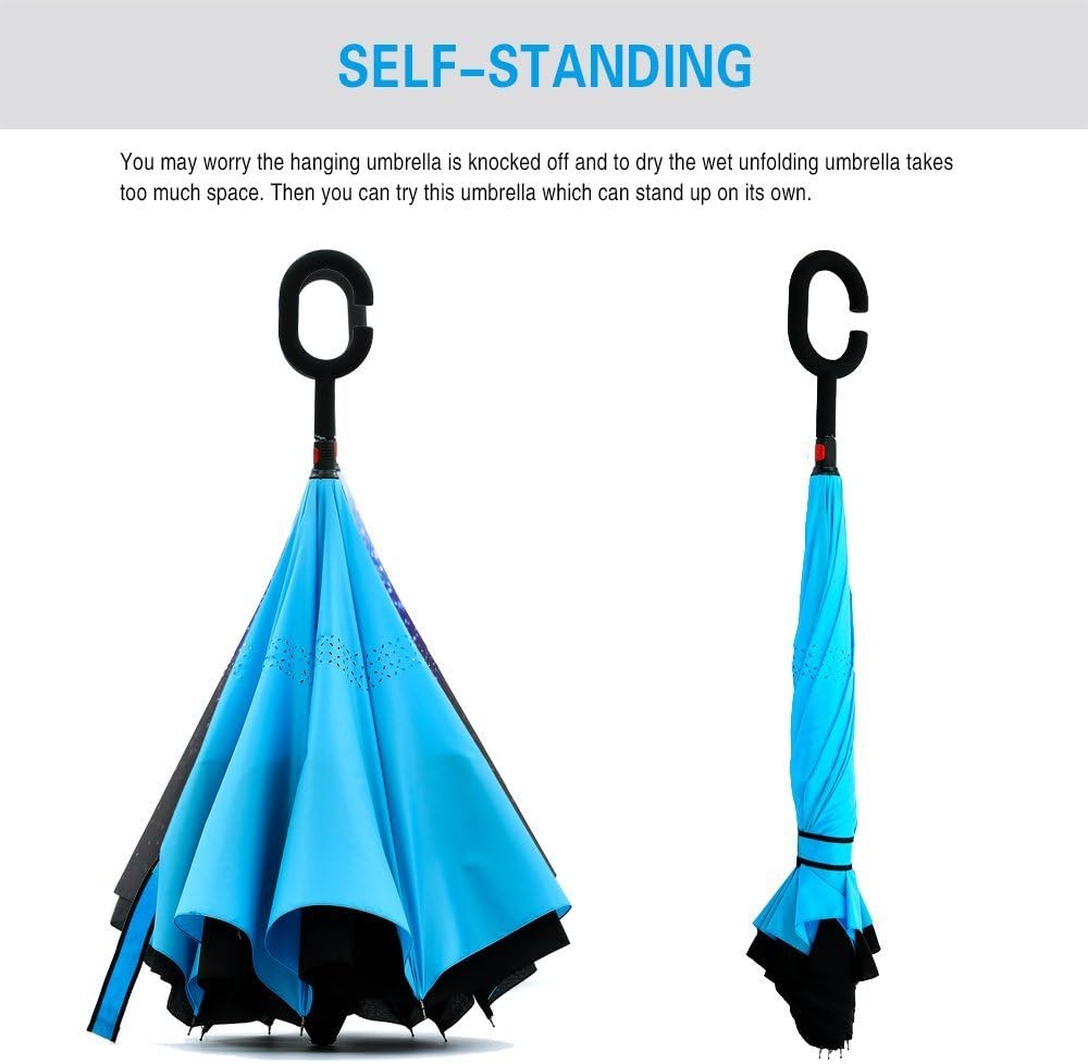 Parapluie Inversé Jooayou: Anti-UV, Coupe-Vent & Mains Libres - Image détaillée