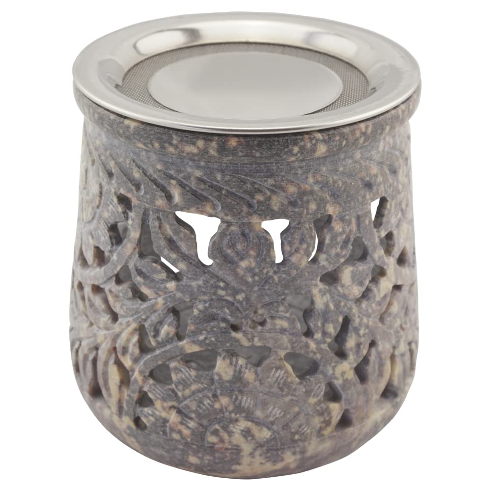 Geschenkset „Jamal“ - Räucherstövchen Speckstein– mit Metallsieb, Metallscheibe, 20 g Premium Weihrauch Al-Hojari & 20 g Weihrauch Athos Rosen – In hochwertiger Geschenkbox mit Räucheranleitung
