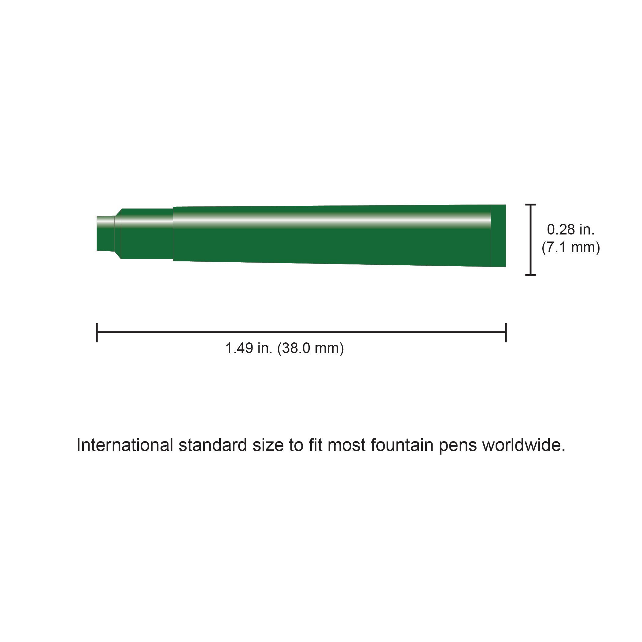 Monteverde - Cartucho para pluma, tamaño internacional, 6 unidades, color verde