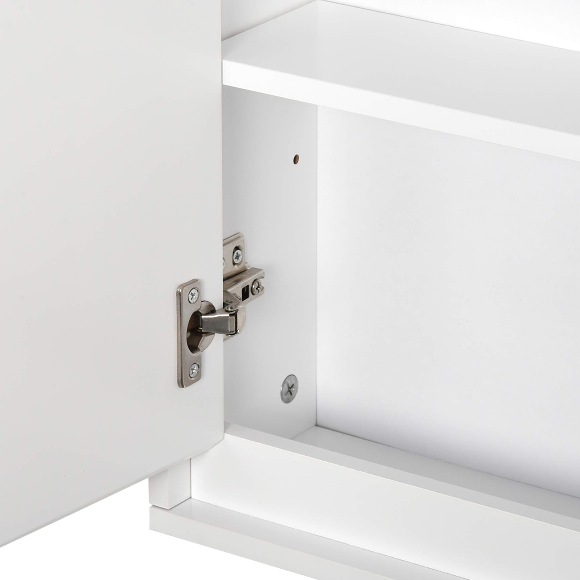 HOMCOM Armario de Baño con Espejo con 2 Puertas y Estante Ajustable Mueble Colgante de Baño para Aseo Estilo Moderno 48x14,5x45 cm Blanco