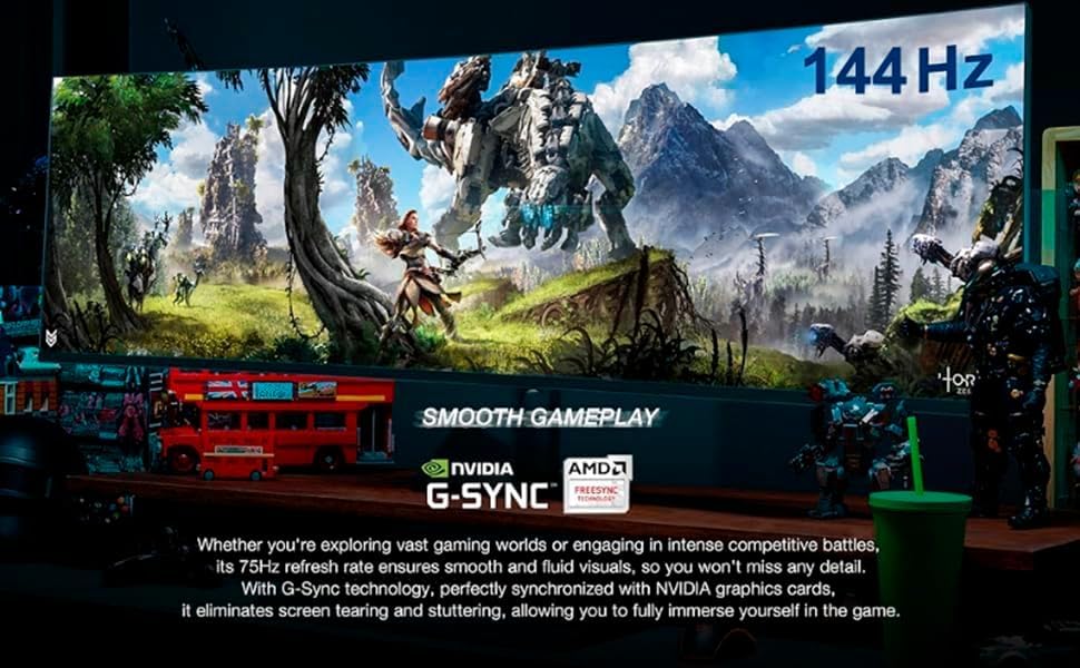 Image of YOGAES 49 Inch Wide Dual QHD (5120x1440) IPS Surface Game Display,144Hz, 49 Inch montior. HDR 400, Hidden Inside, USB-C, Interchangeability VESA100*100mm, Tilt Height Adjustment Possible (144HZ)