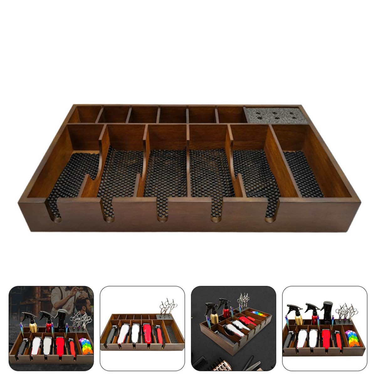 VOSAREA de Organisatrice Capacité à et Plastique Rationnelle des Design en Grille Grosse Rangement Salon de Coiffure pour Outils et Tondeuses Électriques