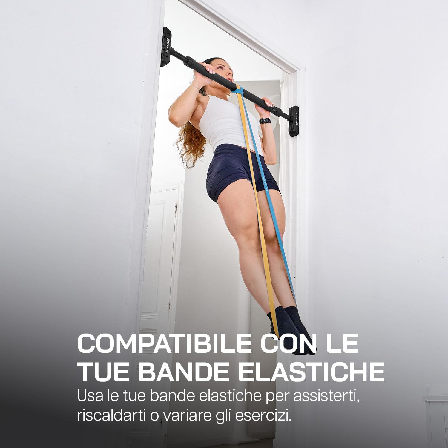 ERIC FLAG Barra per Trazioni da Porta senza Viti | Sbarra per Trazioni Regolabile 72-95 cm, Supporta fino a 200 kg | Sistema di Bloccaggio Sicuro, Livelle a Bolla Integrate | Ideale per Home Gym