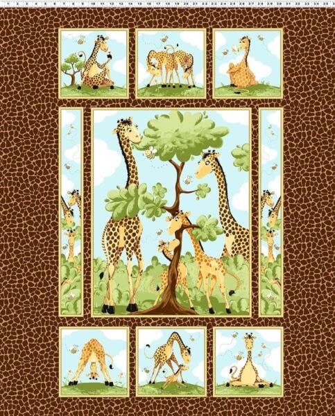 Quality Sewing Fabric – Zoe II Giraffe Panel Quilt Fabric 36" x 43"
