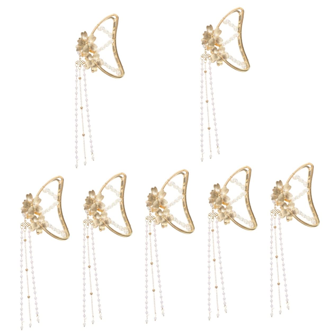FRCOLOR 7pezzi Fermaglio Per Forma Di Farfalla Con Design Elegante Accessorio Alla Moda Per Donne Pinza Per Acconciature Con Dettagli Perle e Frange