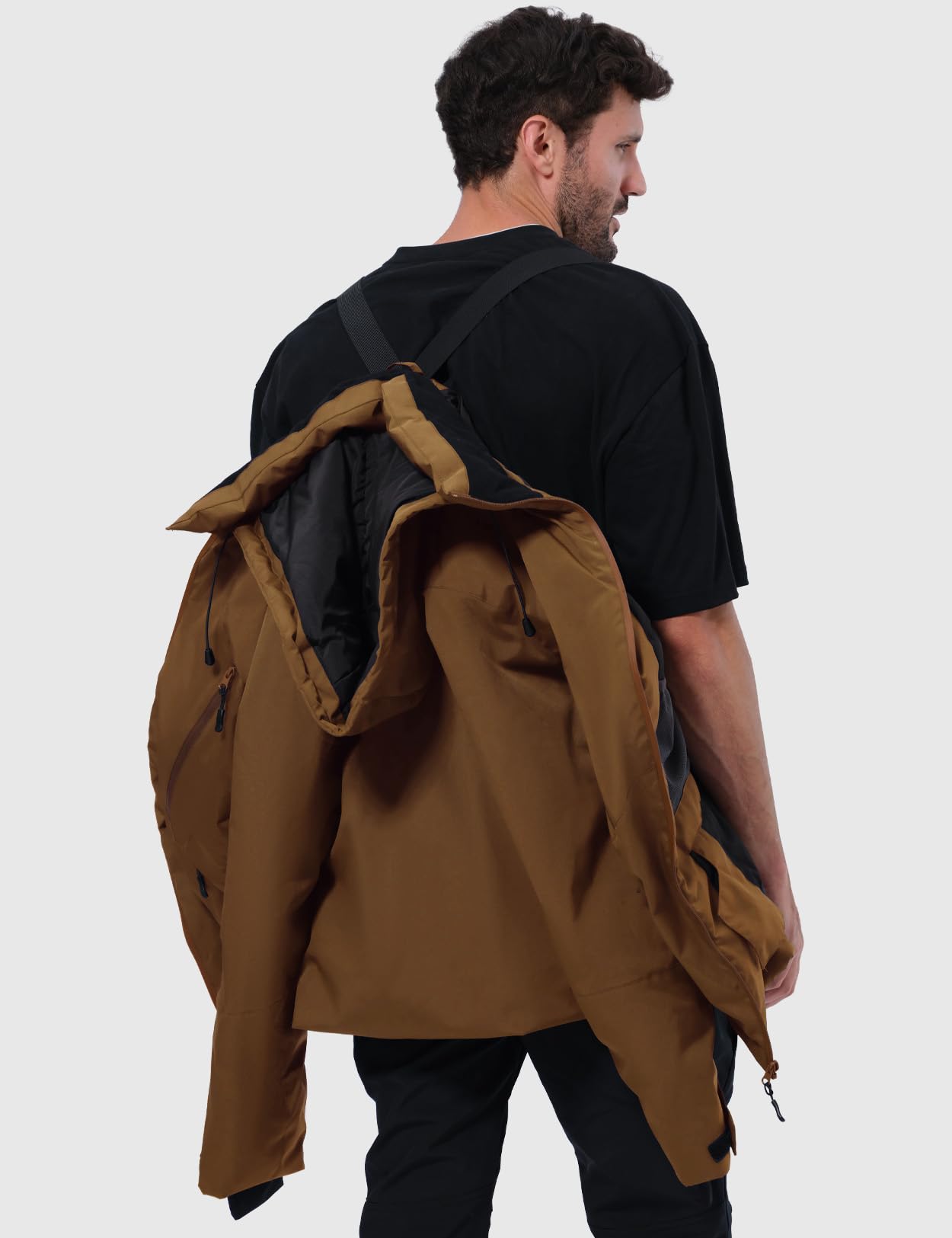 GEMYSE Veste de Ski pour Homme Manteau d’Hiver Imperméable et Coupe-Vent avec Capuche et Multi-Poches Chaud pour Neige et Montagne