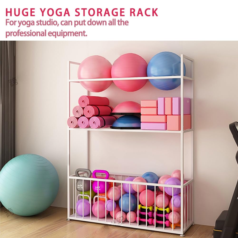 Soporte para Esterilla de Yoga, Resistente Estante de Almacenamiento para Equipo de Yoga - Organizador de Suelo de Gran Capacidad para esterillas de Yoga, Bloques, Pelotas, Rodillos de espum