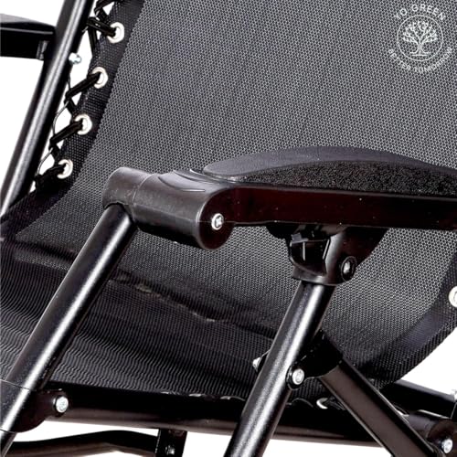 Image of Yo Green Stainless Steel Zero Gravity Chair, Lawn Chair Recliner Lounge, Portable Camping Folding Beach Chair with Removable Pillow (Black)