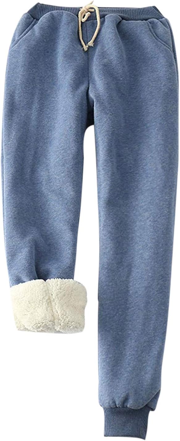 Tanming Womens Winter Warm Sherpa Lined Running Active Sweatpants Jogger Fleece Pants at  Women’s Clothing store