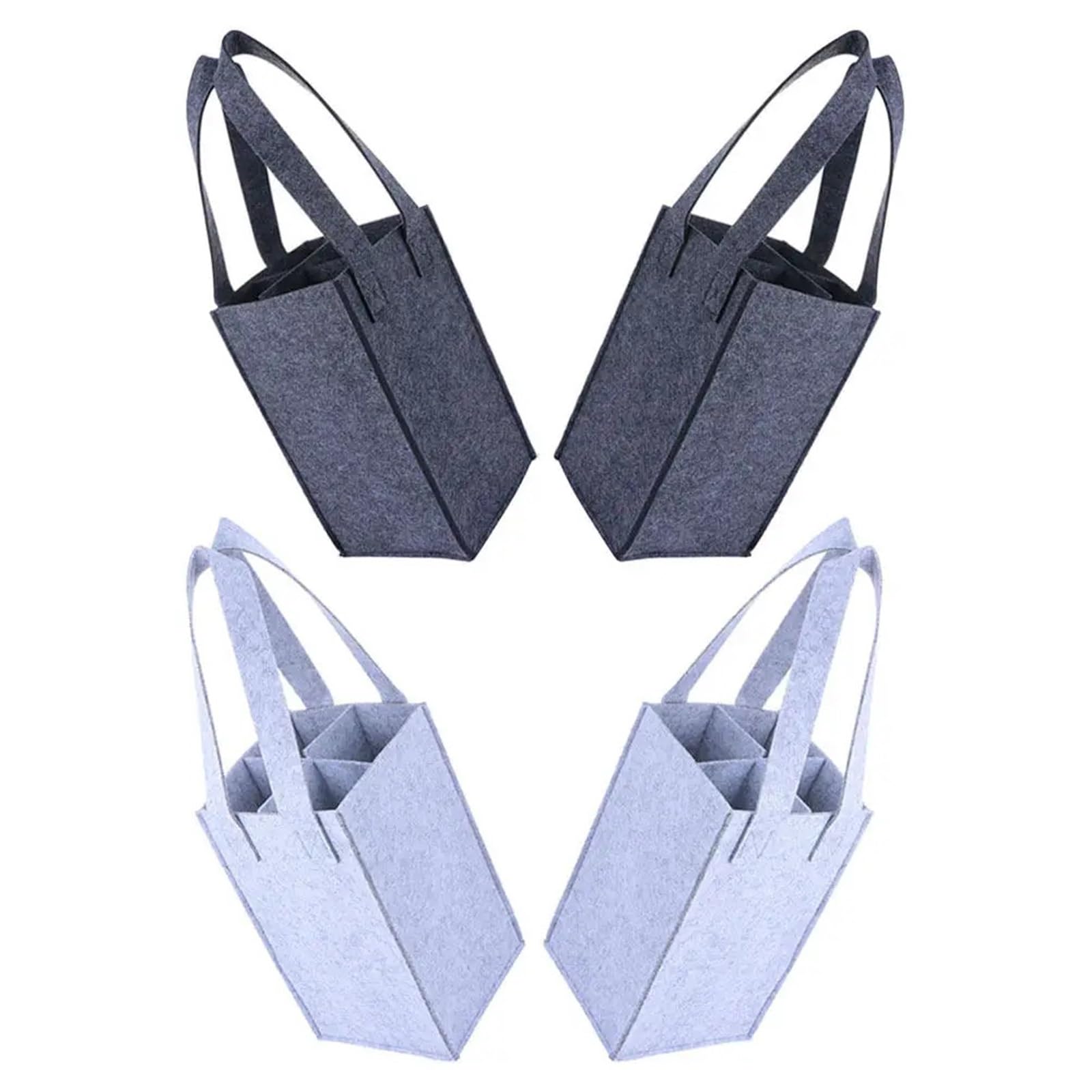 4Pcs Foldable Felt Wine Carrier Tote Bag Multi Bottle Organizer Bags Portable Travel Camping Picnic für Wein & Bier