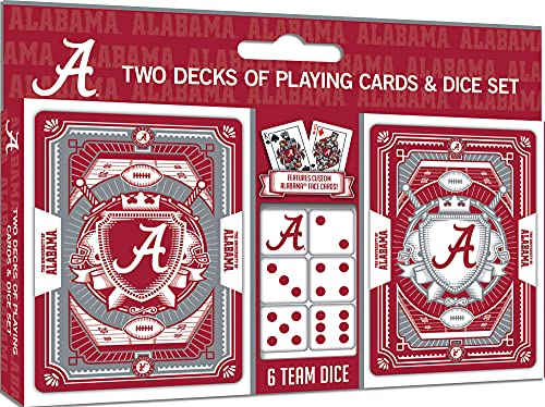 Image of MasterPieces Game Day - NCAA Alabama Crimson Tide 2-Pack Playing Cards & Dice Pack - Officially Licensed Set for Adults and Family