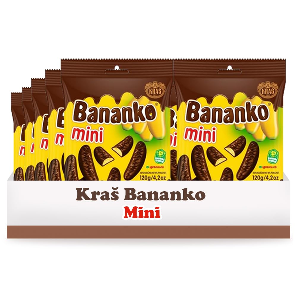 Kraš Bananko 120g - Mini Irresistibly Delicious Chocolate-Covered Foam Bananas - Indulge in Every Bite of Sweet Bliss! Pack of 10 (120G, 10 Pack)