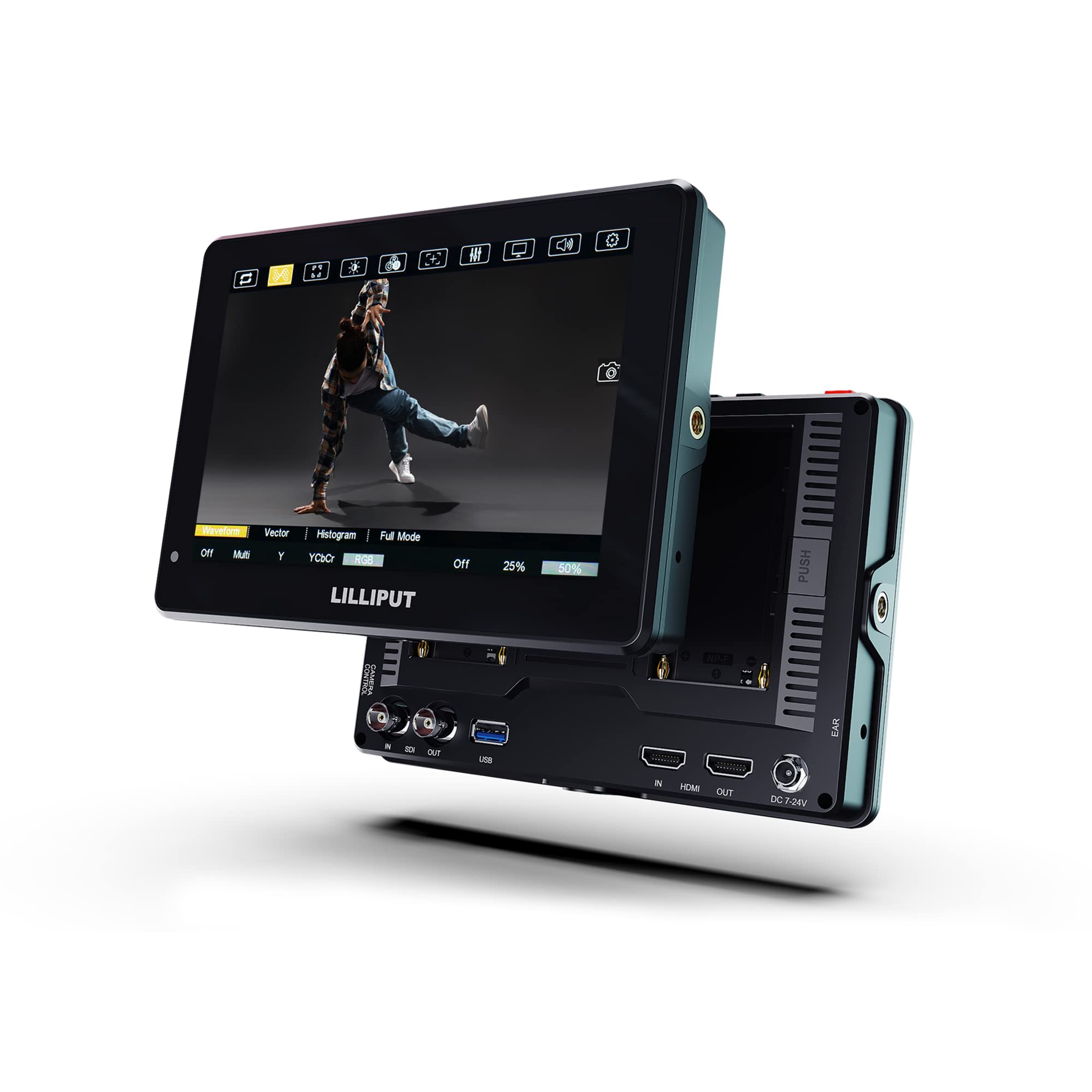 LILLIPUT HT Series 2000nits Ultra-Bright Touch Control Screen with HDMI 2.0 3G-SDI Input Output LANC 3D-LUT Waveform Histogram 5" HT5S,7" HT7S and 10.1? HT10S (HT7S-7 1920x1200)