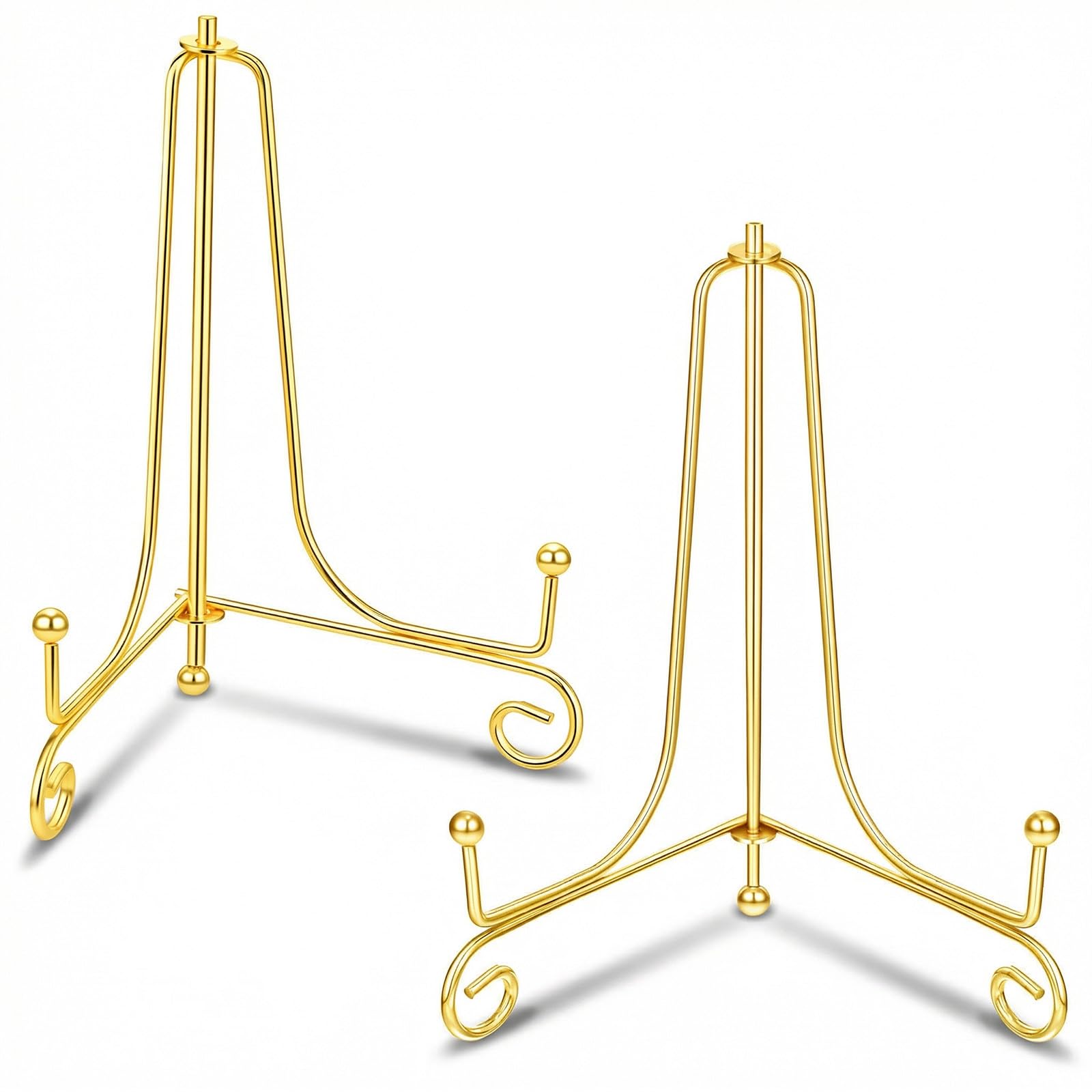 HJZHII 2 Stück Tellerständer 10cm, Gold Teller Ständer Metall Deko Tellerhalter Klein Aufsteller Tischstaffelei Tellerhalter Metall Plate Holder Display Plateholder für Kunst Teller Foto Bild Küche, Haushalt & Wohnen