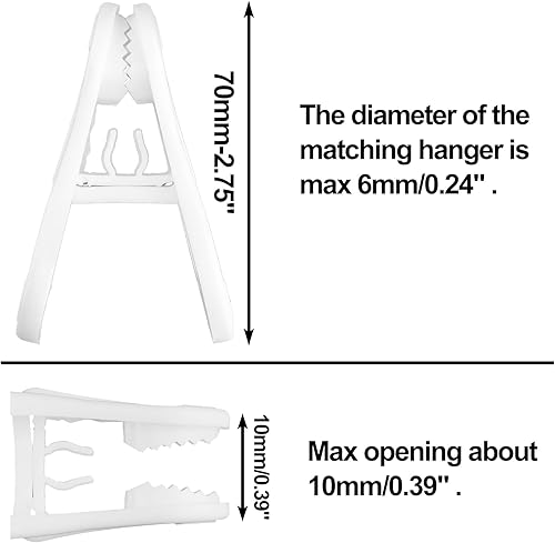 Miniatura 3 de Corodo Clips de plástico, paquete de 60 clips de gancho multiusos blancos para perchas, clips de dedo para perchas de bebé, perchas de pantalones
