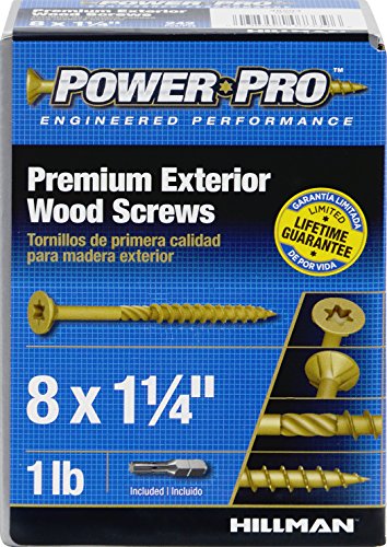 Power Pro 48594 Wood Screws, #8 X 1-1/4", Premium Outdoor Deck Screws, Rust Resistant, Epoxy Coated Bronze, 1Lb Box, 242 Pcs #TOP1