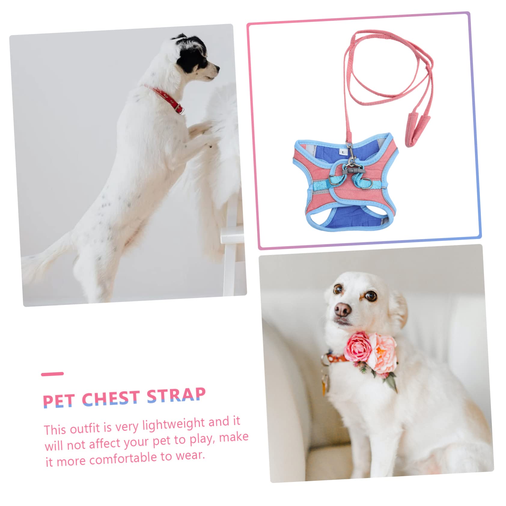 FONDOTIN Stylish Pet Harness Vest Leash Easy to Wear Remove for Dog and Cat Walks