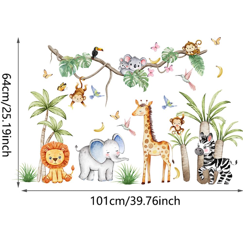 Adesivi Murali Animali Della Giungla - Safari Con Giraffa, Elefante, Leone, Per Camerette Bambini - Foto 3
