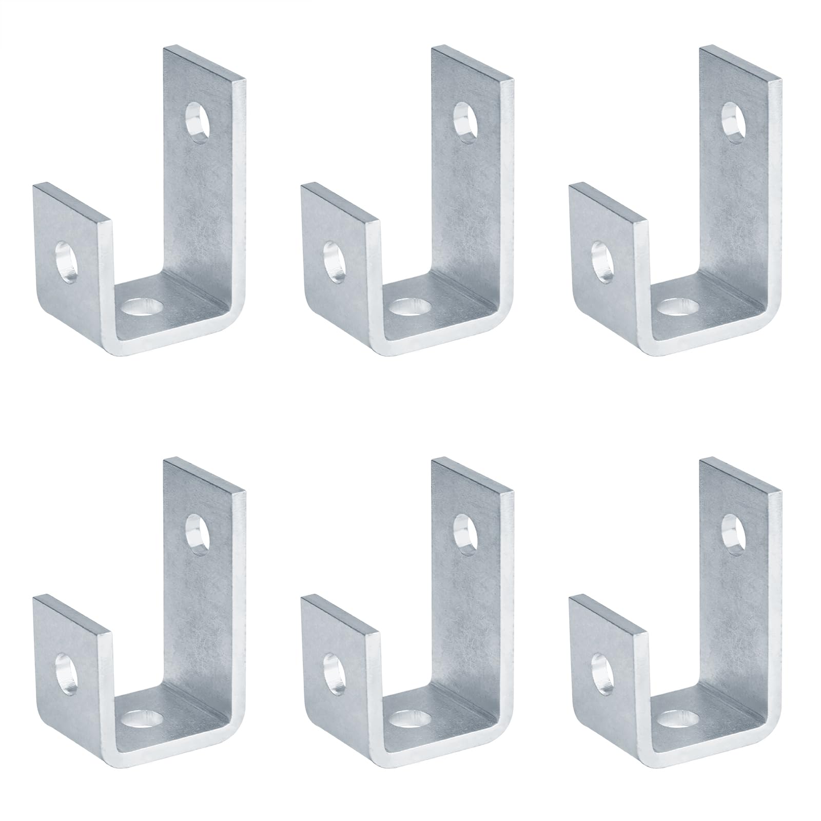 heneng 6 Pcs 3 Hole Suspension Clevis for 1-5/8" Strut Channel, U Shaped Hook Bracket Strut Fitting, 7/32" Thick