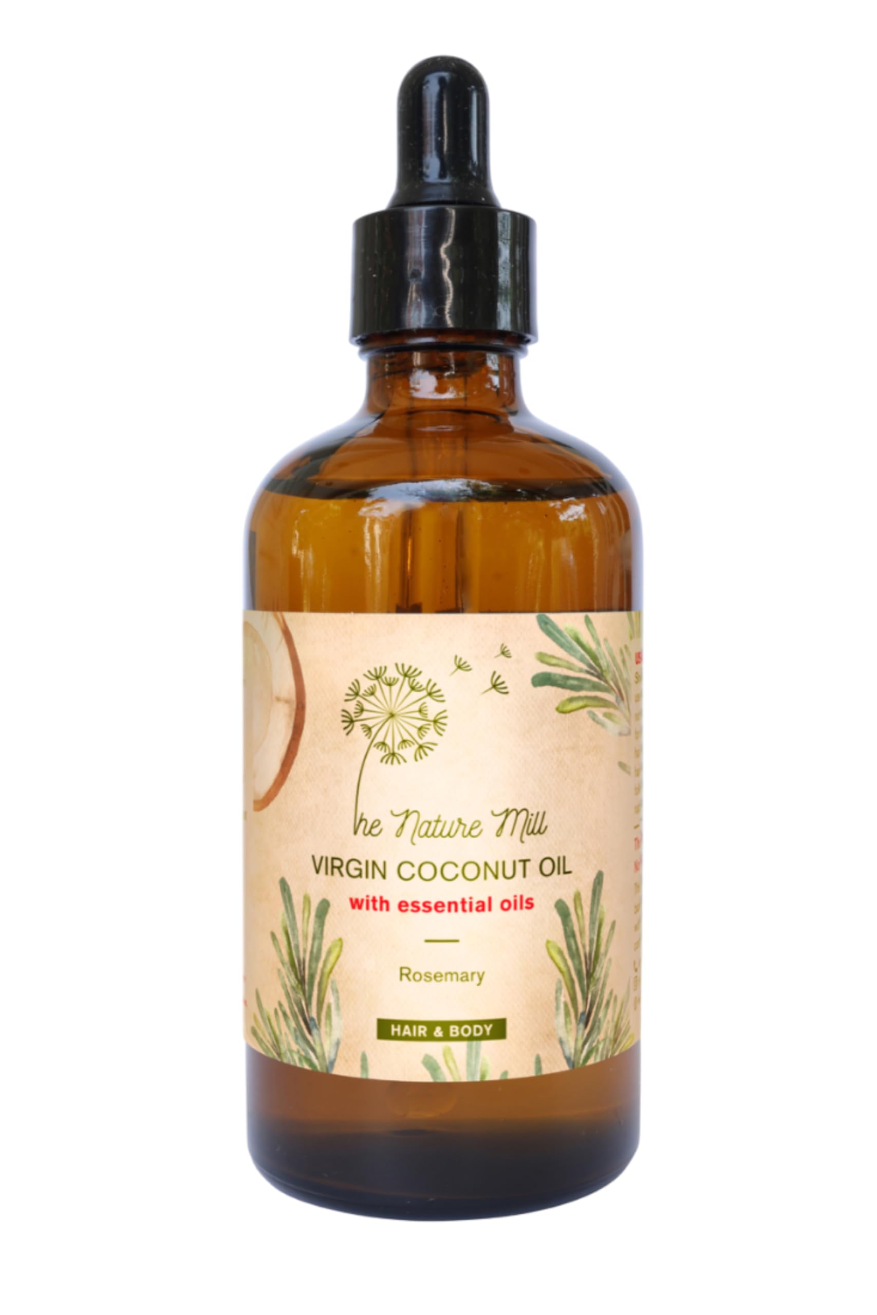 The Nature Mill Virgin Coconut Oil with essential oils, Rosemary. For hair & body. No mineral oil, no extracts, no fragrances. Pre wash & leave on use for the hair. As a body oil for skin. All natural & pure. 100ml-image-44