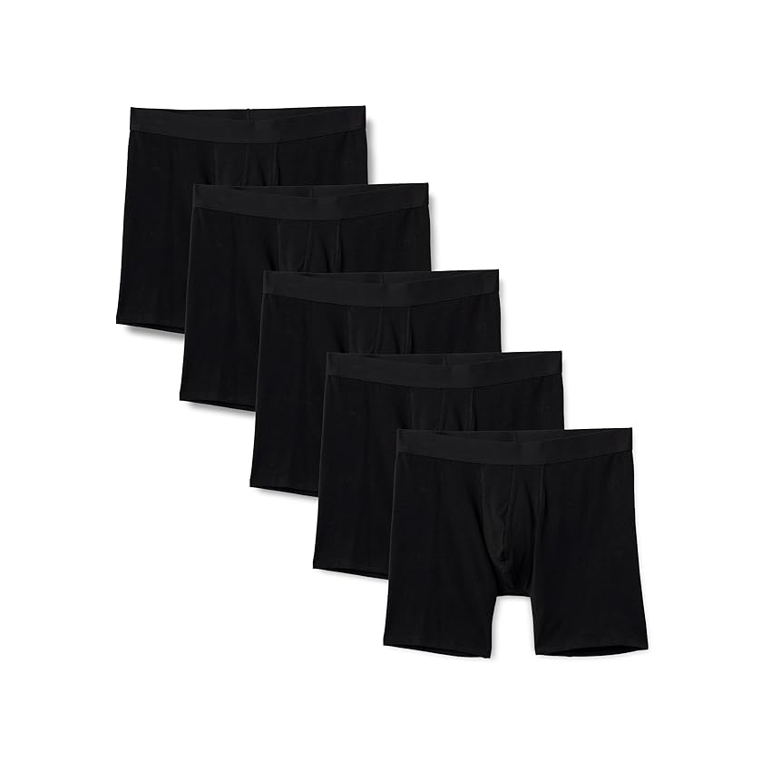 Amazon Essentials Boxer in Jersey di Cotone, Biancheria Intima Uomo, Pacco da 5, Nero, S