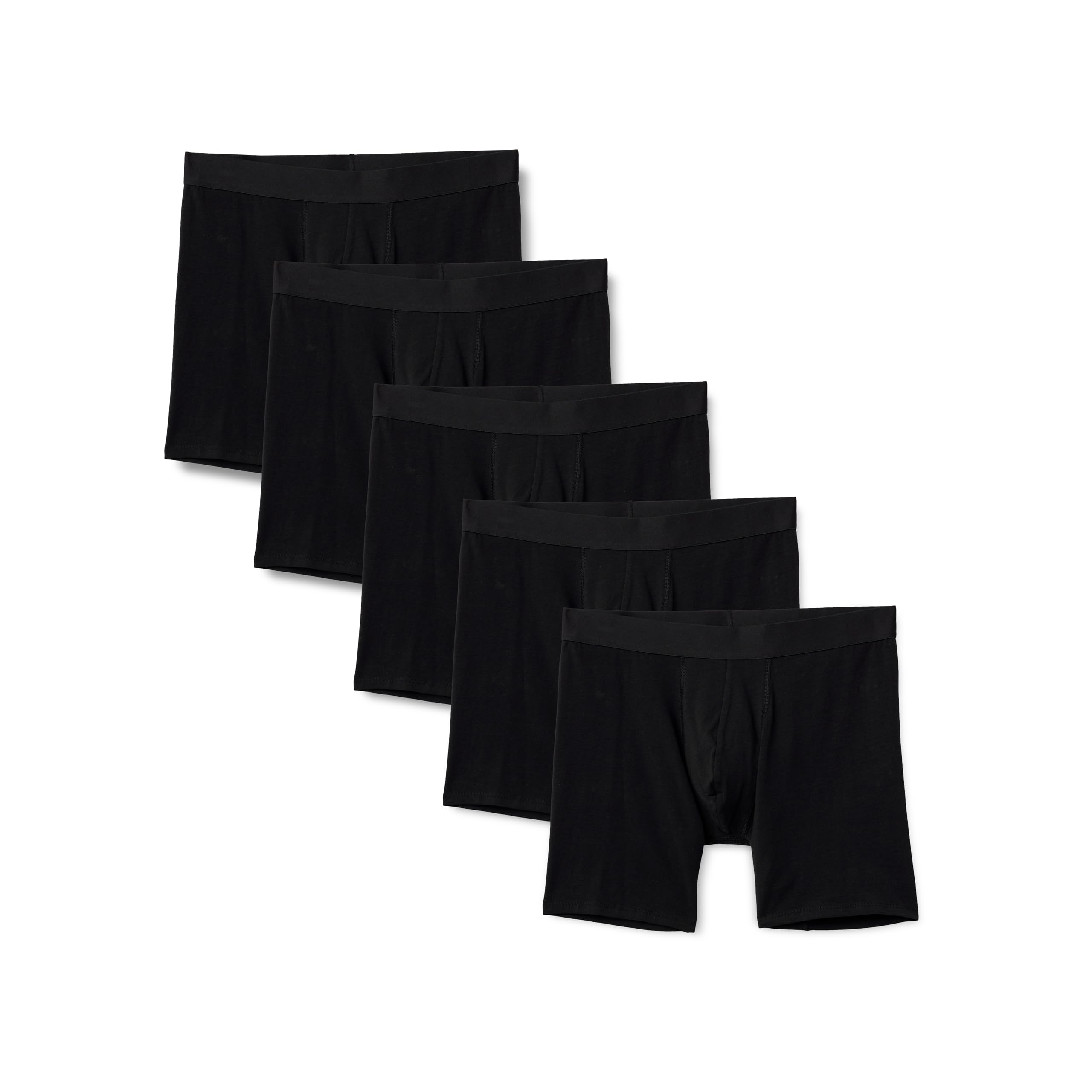 Amazon Essentials Men's Cotton Jersey Boxer Shorts Underwear, Pack of 5, Black, XXS