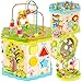 Kinderplay Giocattoli Cubo attività Centro in Legno 8in1 Giochi Educativi Montessori Bambino Bambina 2 3 4 plus Anno, Maze Giochi per Neonati Bambini Piccoli, Regalo per Ragazzi Ragazze Anni GS1105