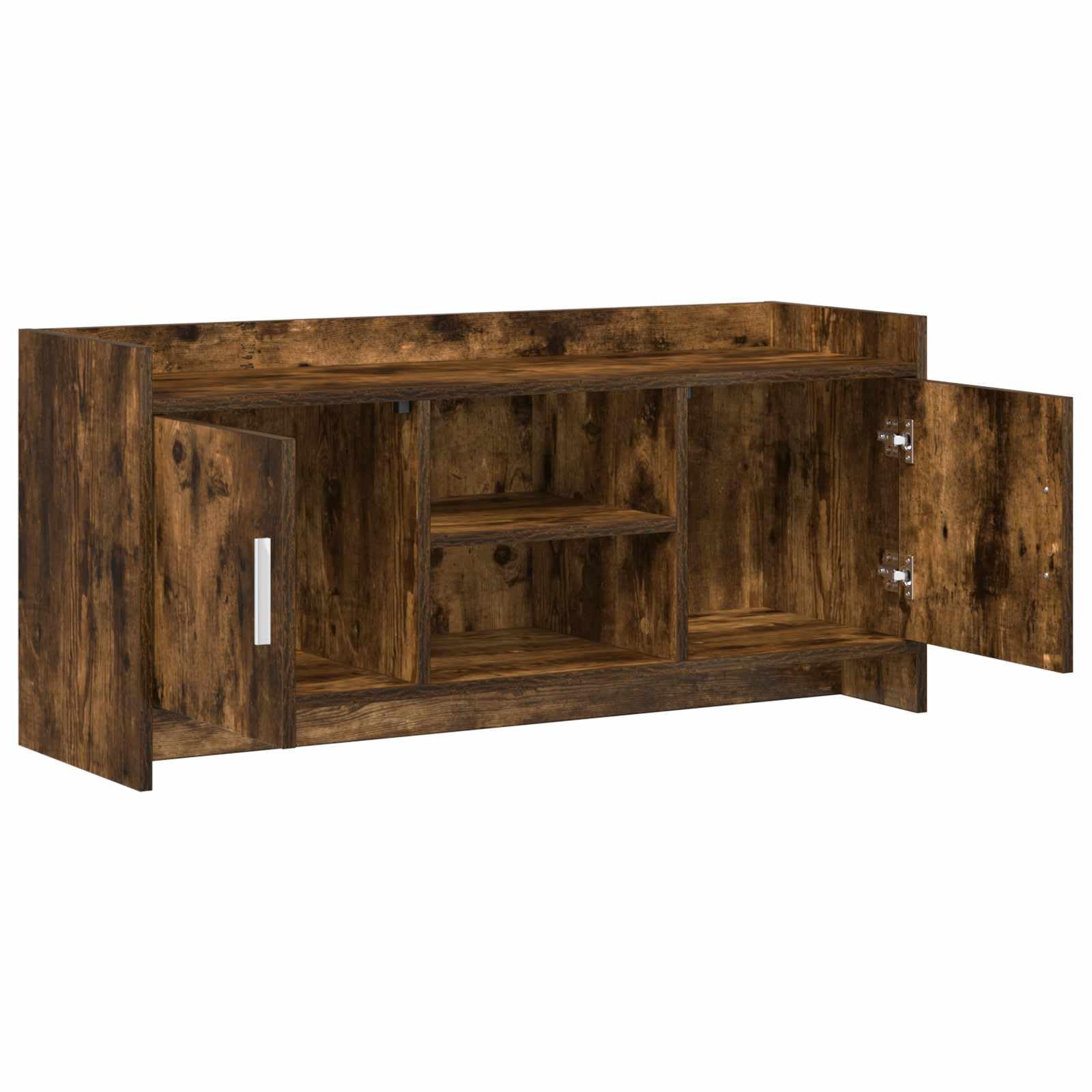 Mobile TV 102x33x47 cm Rovere Fumo Legno Ingegnerizzato | Mobiletto basso con 2 ante e 2 ripiani per soggiorno, ideale per organizzare decoder e console da gioco.