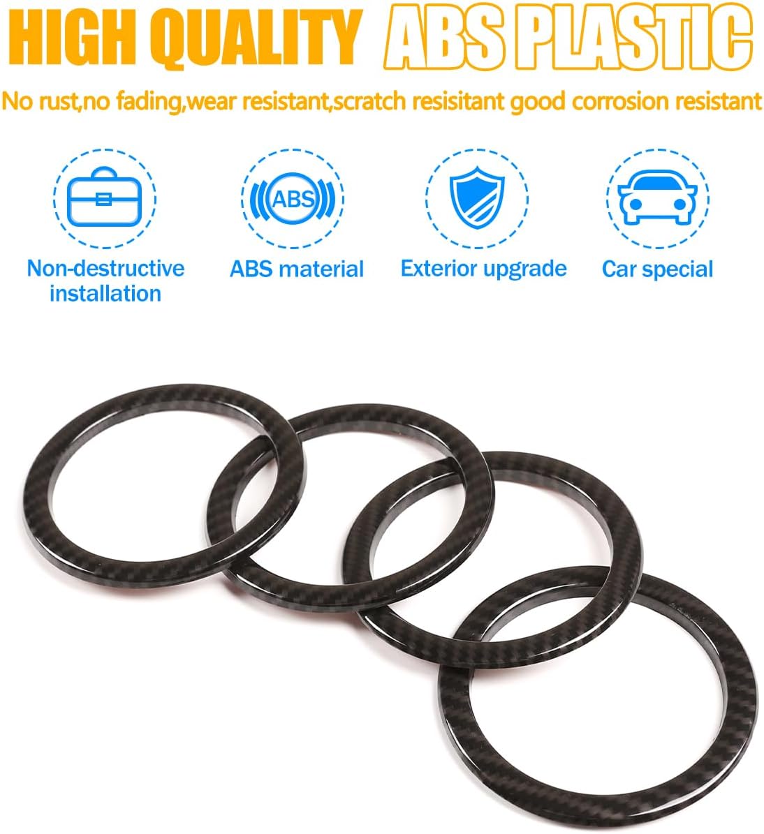 LLKUANG Fit for Toyota Tundra 2014-2021 ABS Instrument Console Side Air Conditioning Air Outlet Ring Trim Car Interior Accessories (Carbon fiber style)
