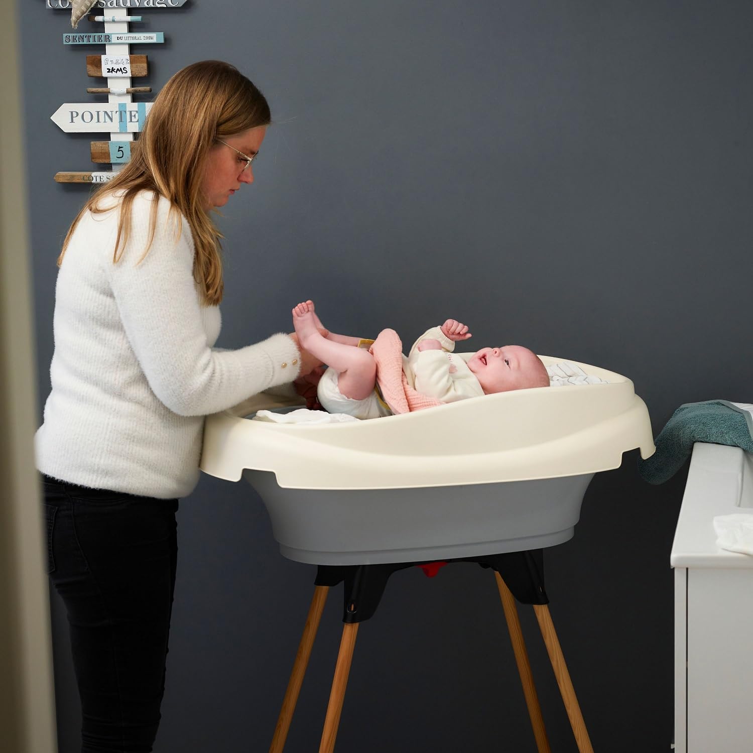 THERMOBABY Kit fasciatoio e vasca da bagno VASCO 2 in 1 dalla nascita fino a 12 mesi 11 kg Made in France