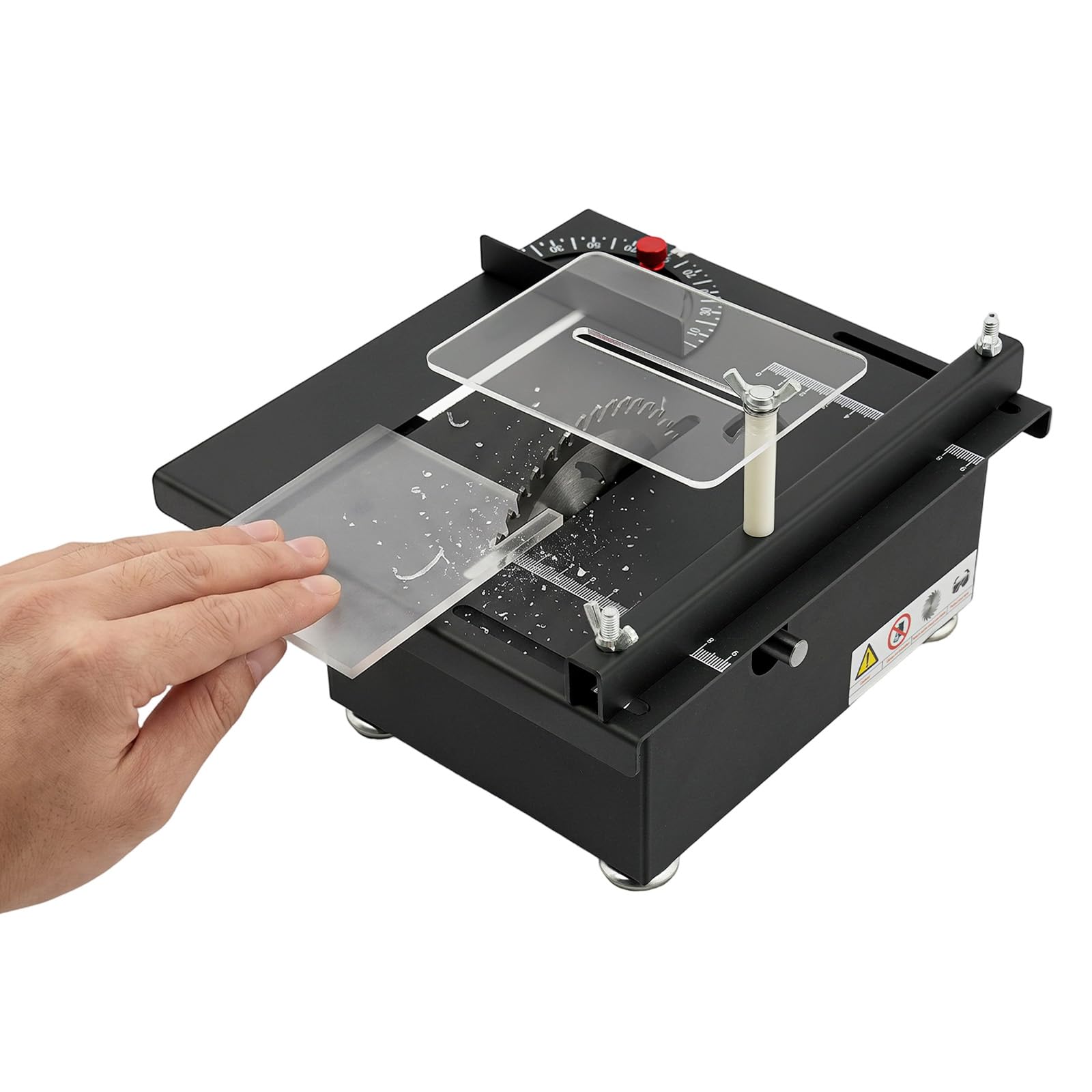 Mini piła stołowa 200 W, 7-biegowa mini piła tarczowa z regulacją kąta 0-90°, 10000 obr./min, brzeszczot 110 mm, mała stołowa piła tarczowa do drewna, akrylu, tworzywa sztucznego, modelarstwa i