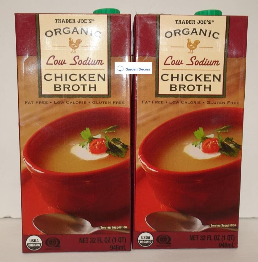 Trader Joe's - Caldo de pollo orgánico bajo en sodio, 32 fl oz, 32.0 fl oz (dos cajas)
