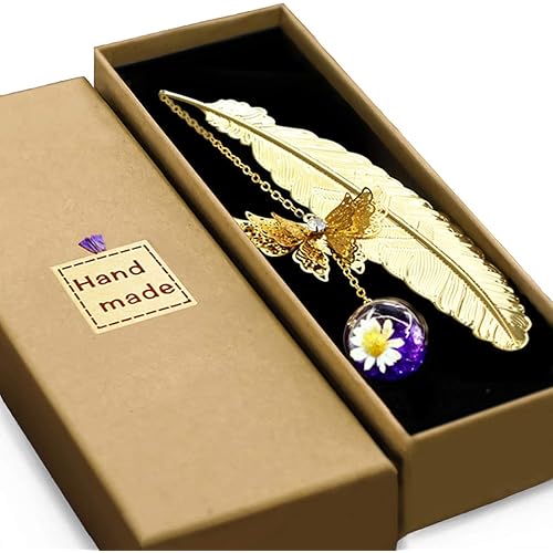 Metal Feather Bookmark with Butterfly Charm Mothers Day Gifts Teacher Appreciation Gifts for Women End of Year Teacher Gifts Birthday Gifts Bookmarks for Women Grils Mom Readers Book Lovers