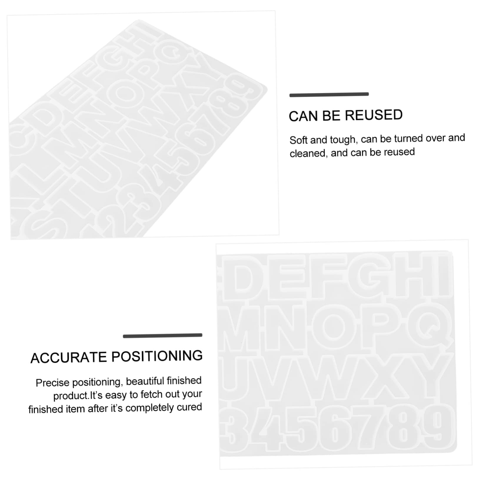 Moule Lettres et Chiffres en Silicone Translucide pour Bricolage | Lot de 1 Set de Set de Set, Réutilisable, pour Loisirs Créatifs et Mains à Pâte, Fournitures en Silicone