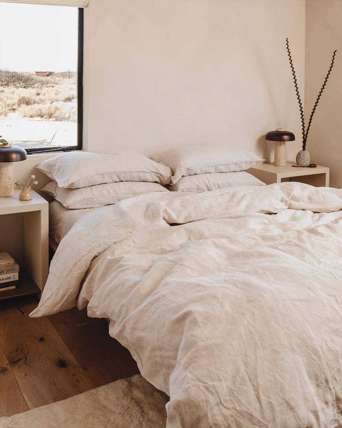 Oatmeal 100% French Flax Linen Bedding Set - Double - Bed Threads