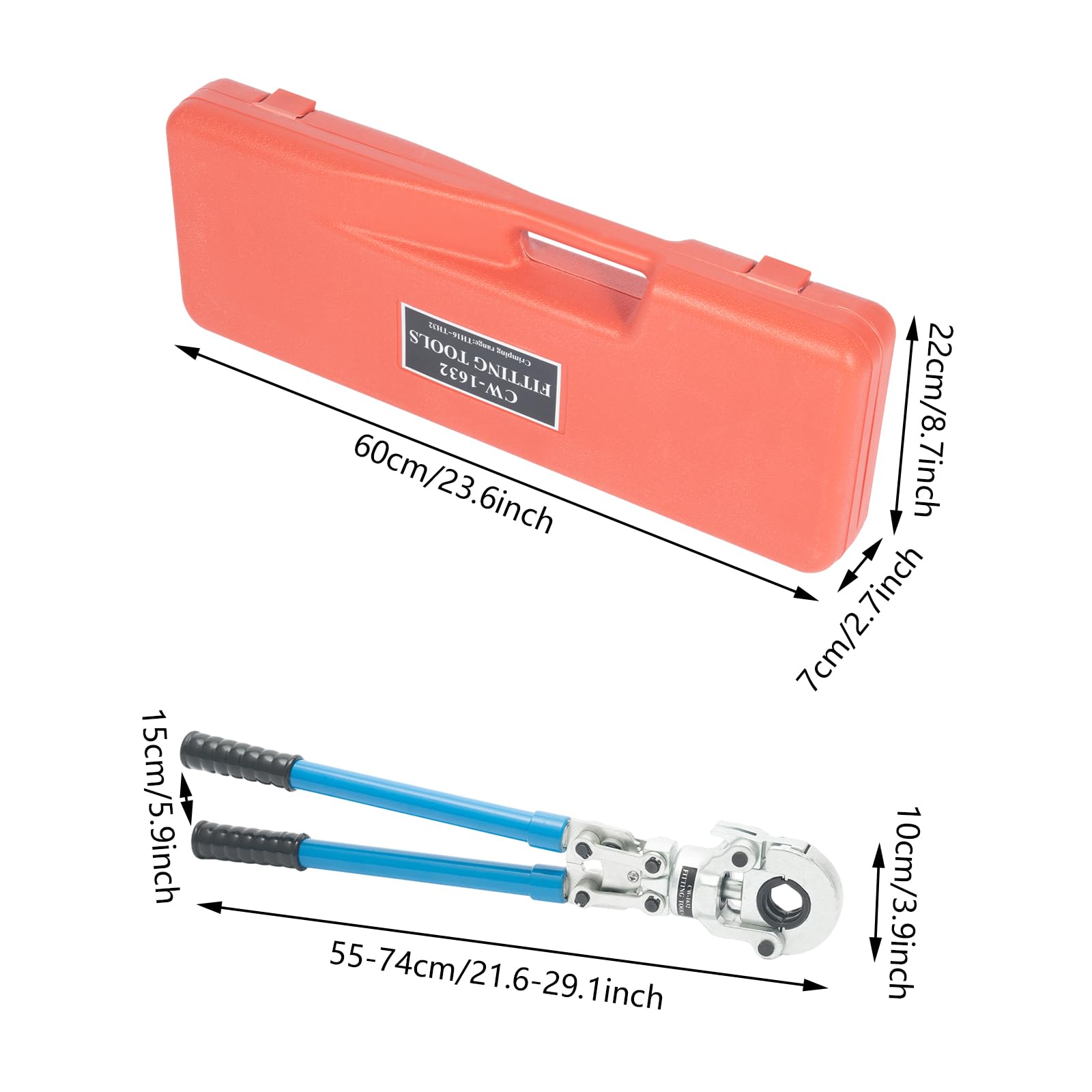 Set di pinze crimpatrici professionali per tubi in alluminio e plastica, 16-20-26-32 mm, per tubi elettrici, comunicazioni