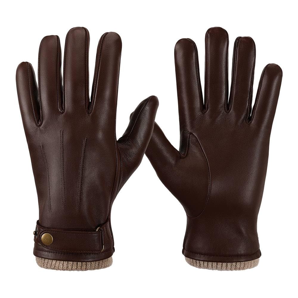 OZERO Mens Winter Gloves Nappa Leather Warm Cashmere Touchscreen Dress Glove - Thermal Gifts for Dad or Husband