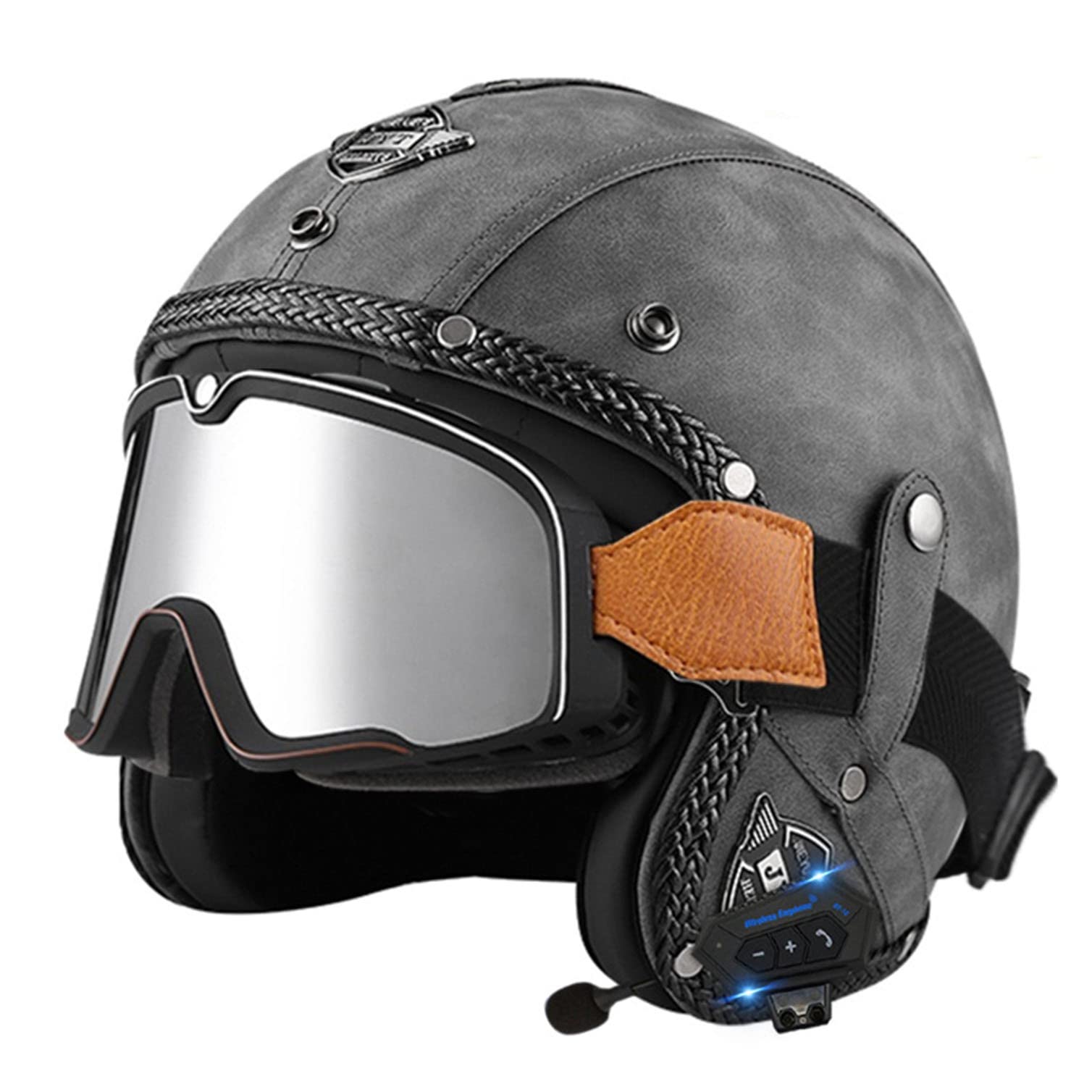 Buy Open Face Motorcycle Bluetooth Helmet 3/4 Half Helmet Motorcycle C