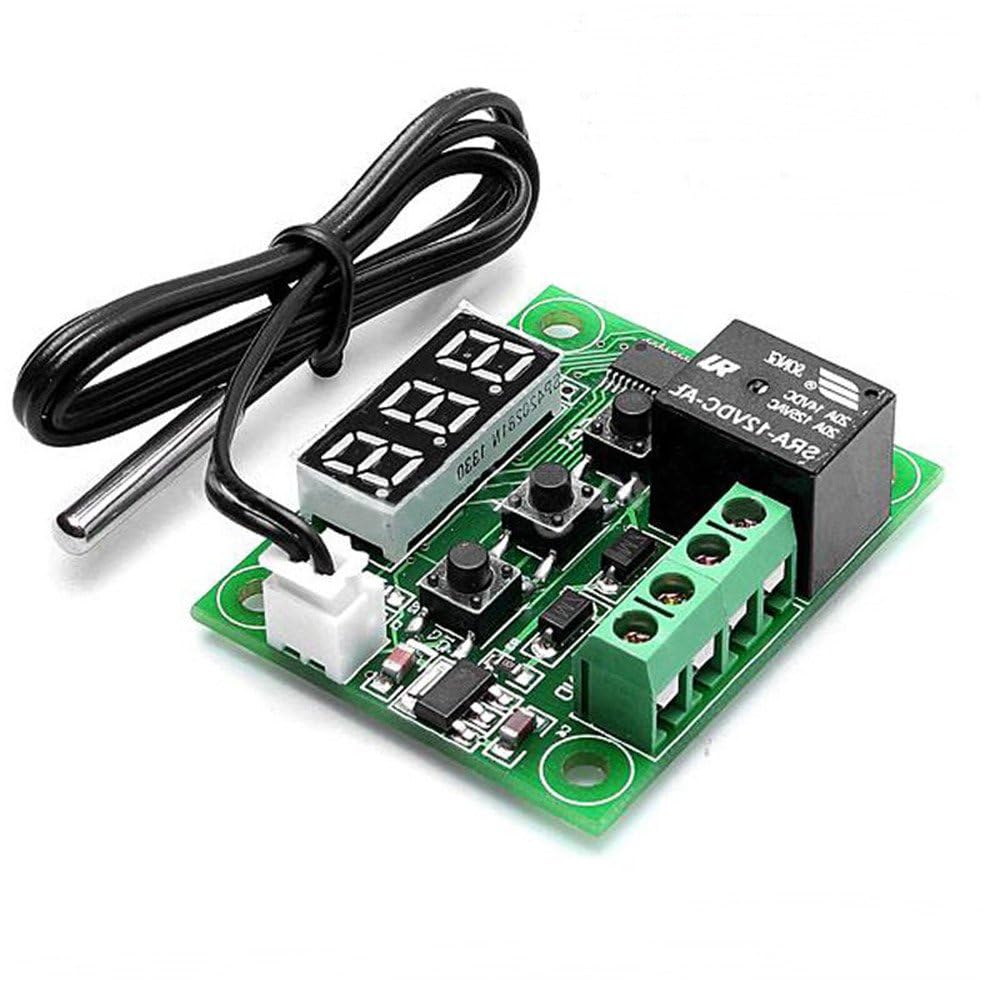 W1209 Digital Temperature Control Switch Module 12V DC with LED Display NTC Sensor Relay Output for Thermostat Cooling Heating Applications Rduino Compatible