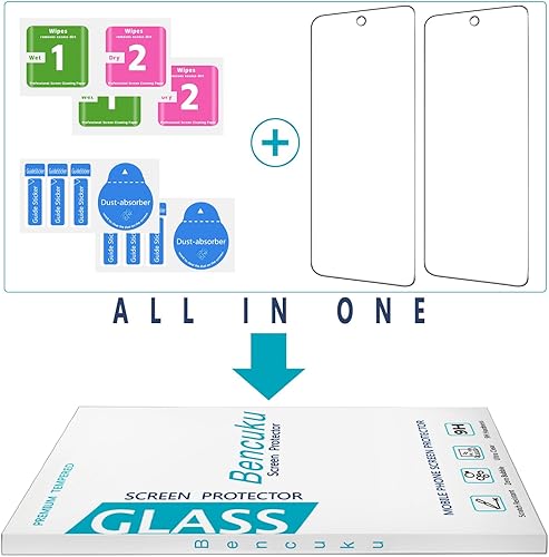 Miniatura 7 de Bencuku Paquete de 2 protectores de pantalla de vidrio templado diseñados para Motorola Moto G Power 5G (2025), antiarañazos, sin burbujas