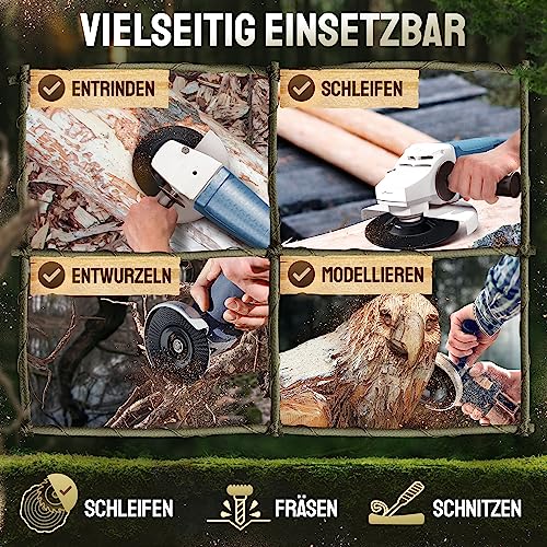 Adlerfokus Holz Schleifscheibe 125mm Winkelschleifer [EXTRA SCHARF] Flexscheibe für Holz - Wurzelfräse - Lackfräse - Baumstumpffräse - Raspelscheibe - Schleifen mit einer Flex Schleifscheibe