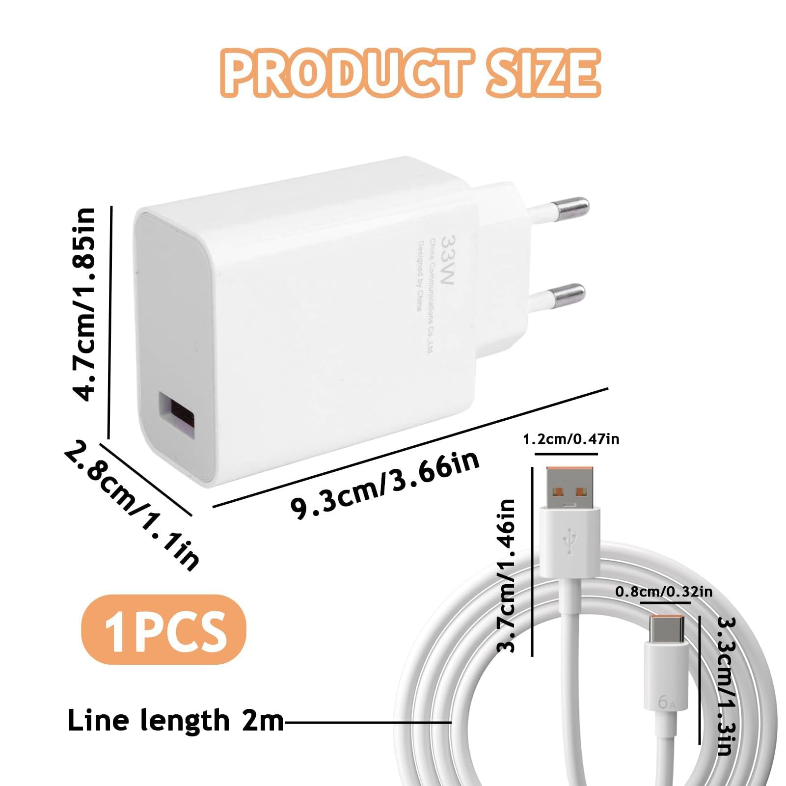 Ładowarka USB C 33 W do Xiaomi Redmi Note 13/12/11 Pro 5G, Mi 12/11 Ultra/Pro, Poco X6 X5 X4, Pad 6/5 z kablem do ładowania 2 m, szybka ładowarka, adapter Turbo Charge do smartfonów Xiaomi i Redmi