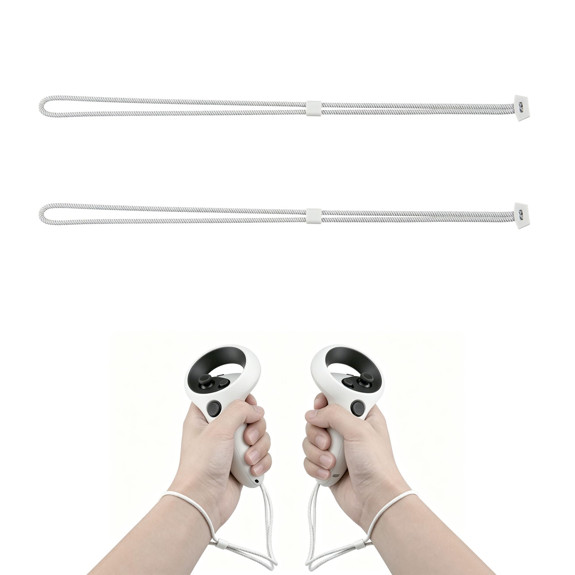 2PCS Adjustable Controller Wrist Straps for Meta Quest 3/3S White Replacement Hand Straps for Quest 3 Controller, Durable Easy Installation