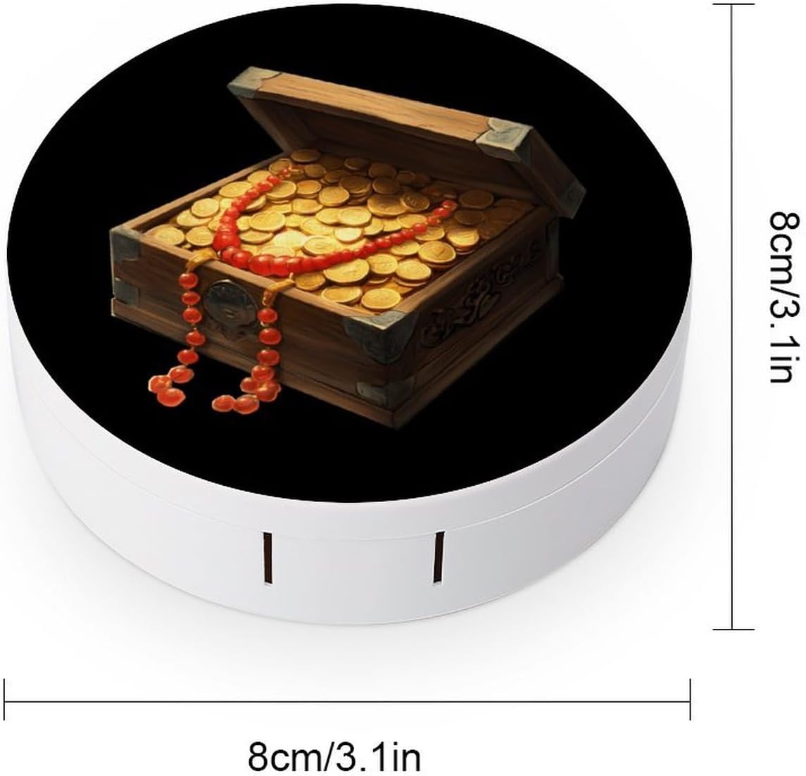Treasure Chest Gold Coins Contact Lens Case Portable Travel Box Holder with Mirror