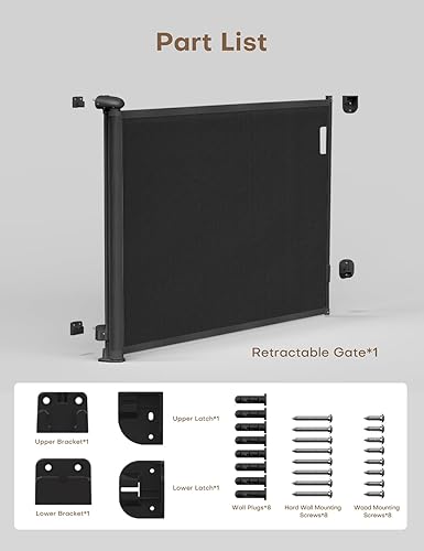 Miniatura 9 de MOMSSY Puerta de malla para perro, puerta portátil de malla para mascotas de 43 x 28 pulgadas, puerta mágica de malla para bebés para escaleras,