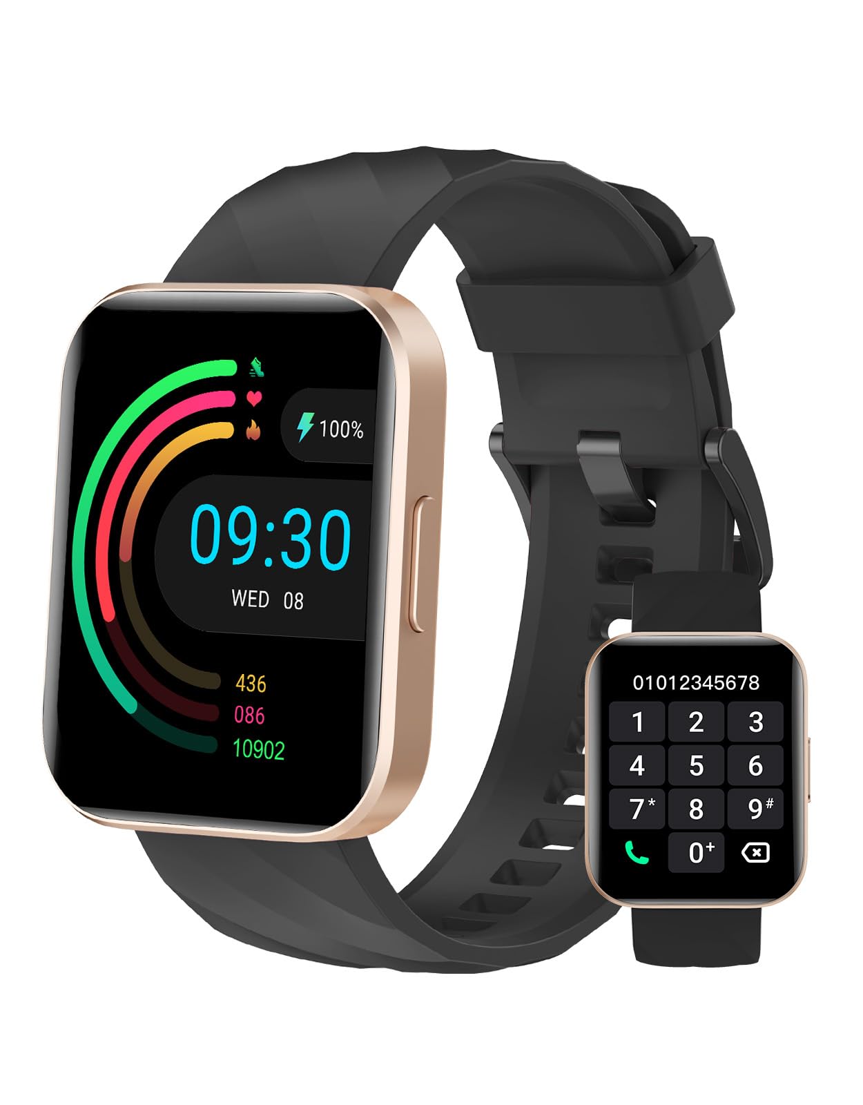 Dakofied Smartwatch Damen Herren 1.85" Fitnessuhr mit Bluetooth-Telefonfunktion AI Sprachassistent,110+ Sportmodi Sportuhr mit Schrittzähler,Pulsuhr,SpO2,IP68 Wasserdicht für iOS Android